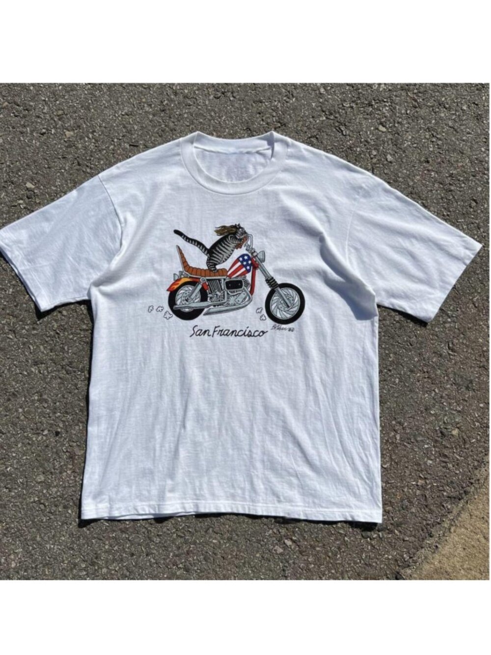 B Kliban Cat Motorcycle Graphic T-shirt